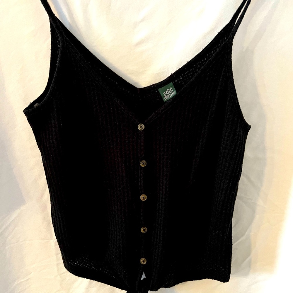 Teens sleeveless crop tie top in black
